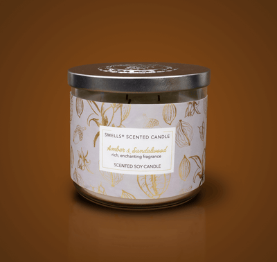 Amber & Sandalwood 3-wick Scented Candle 16 oz