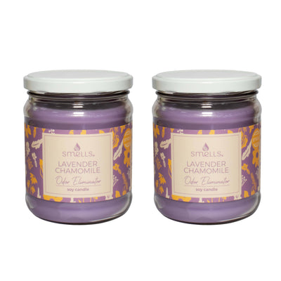 2 Pack - Lavender Chamomile Odor Eliminator Scented Candle, 12 oz