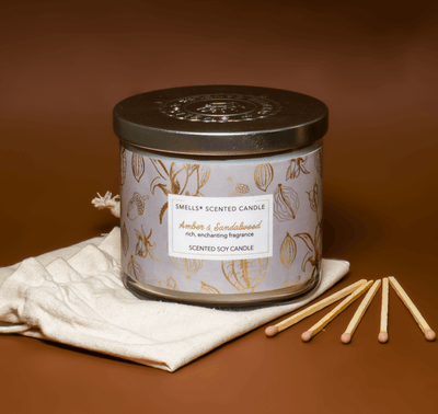 Amber & Sandalwood 3-wick Scented Candle 16 oz