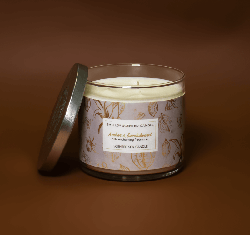 Amber & Sandalwood 3-wick Scented Candle 16 oz