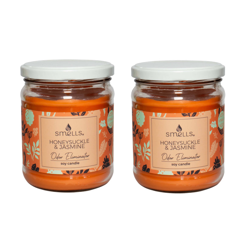 2 Pack - Honeysuckle & Jasmine Odor Eliminator Scented Candle, 12 oz