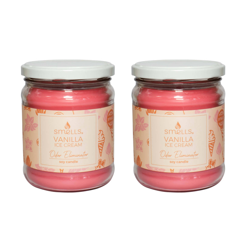 2 Pack - Vanilla Ice Cream Odor Eliminator Scented Candle, 12 oz