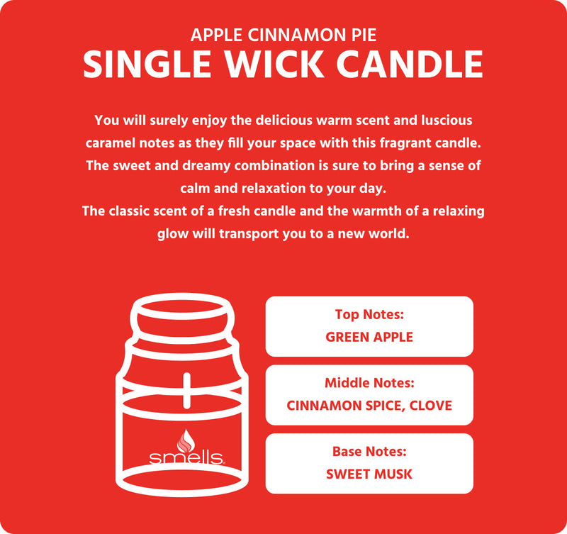 Description - Apple Cinnamon Pie Single Wick Scented Candle, 16 oz