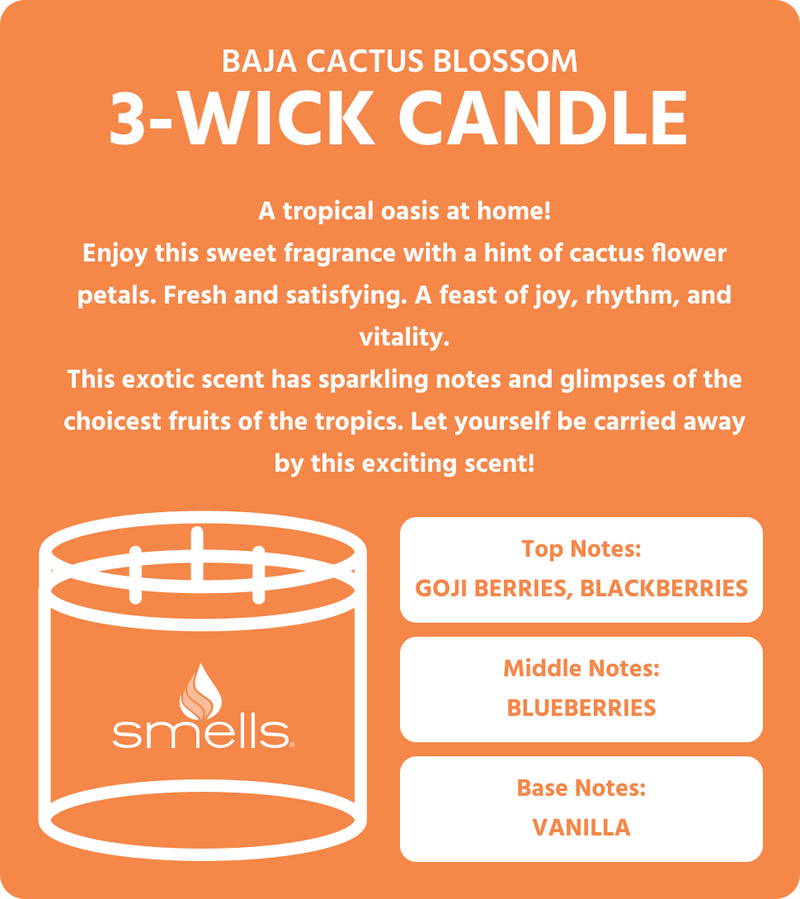 Description - Baja Cactus Blossom 3-Wick Scented Candle, 16 oz