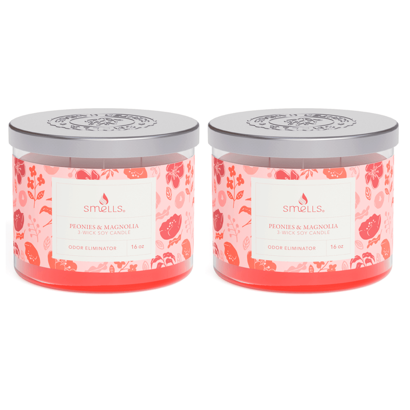 2 Pack - Pink Peonies & Magnolias 3-Wick Scented Candle, 16 oz