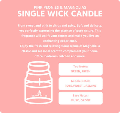 Pink Peonies & Magnolias Single Wick Scented Candle, 16 oz