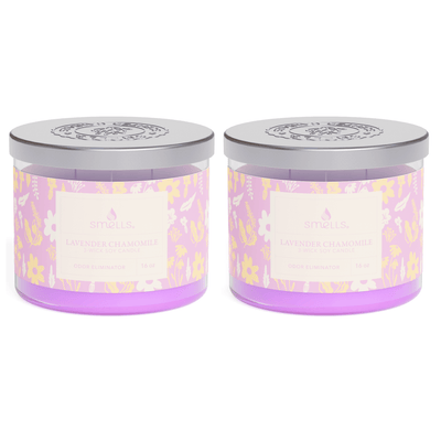 2 Pack - Lavender Chamomile 3-Wick Scented Candle, 16 oz