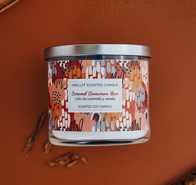 Caramel Cinnamon Bun, 3-wick Scented Candle 16 oz